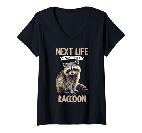 Damen Waschbären Waschbär T-Shirt mit V-Ausschnitt Damen Waschbären Waschbär T-Shirt mit V-Ausschnitt von Waschbären Waschbär Tier Shop