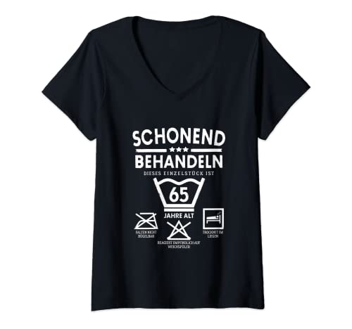 Damen Pflegehinweis 65 Jahre Alt Schonend Behandeln 65. Geburtstag T-Shirt mit V-Ausschnitt Damen Pflegehinweis 65 Jahre Alt Schonend Behandeln 65. Geburtstag T-Shirt mit V-Ausschnitt von Waschetikett Geburtstag Motive für Mann & Frau