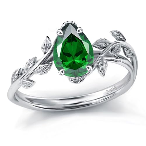 925 Sterling Silber Smaragd Ring für Damen, Weihnachten Ringe Verlobungsring Hochzeitsring für Mutter Frauen von Wasee