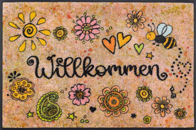 wash+dry by Kleen-Tex Fußmatte "Bring Glück herein" rechteckig 7 mm Höhe von Wash+dry By Kleen-Tex