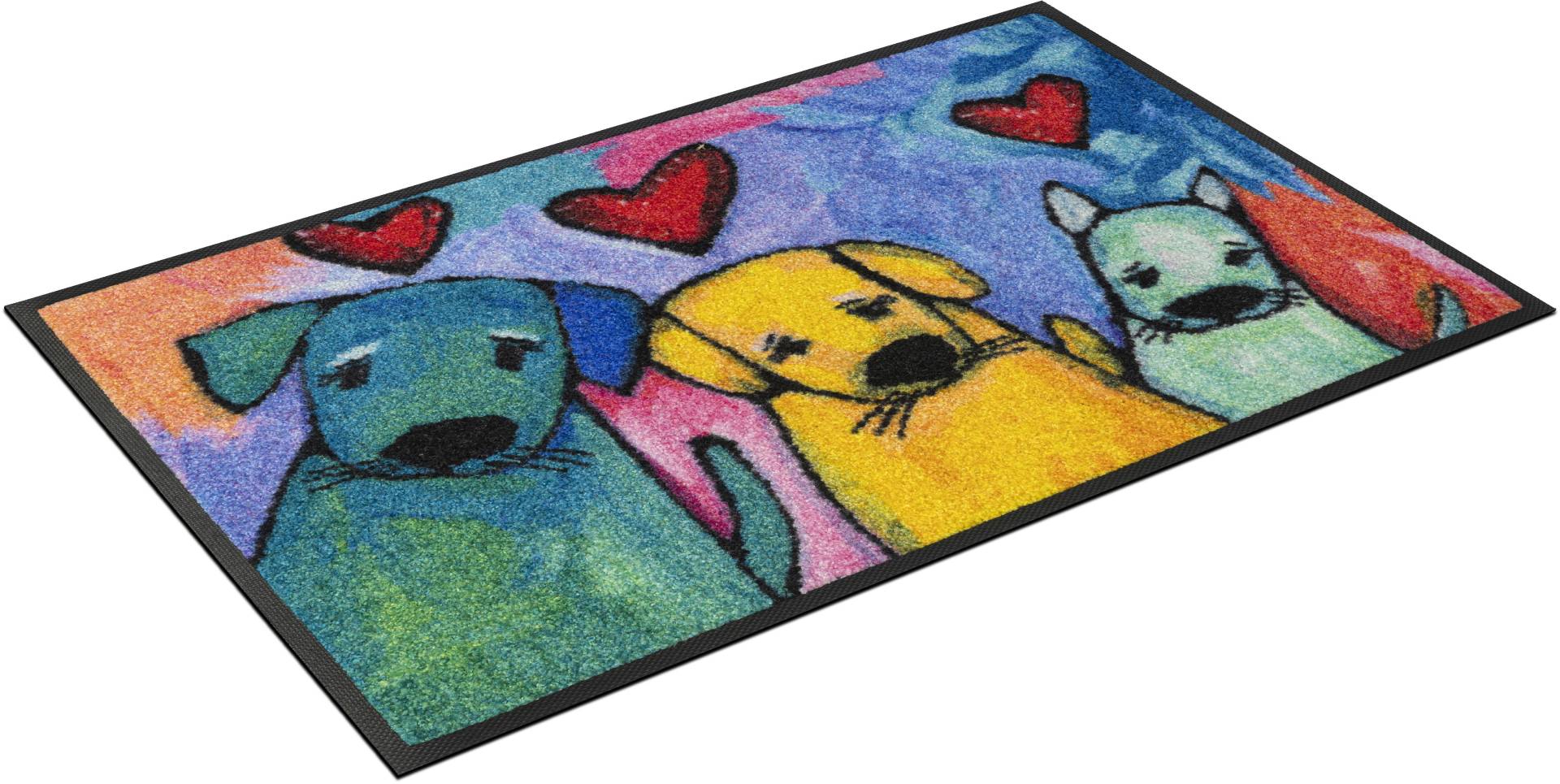 wash+dry by Kleen-Tex Fußmatte "Doggies" rechteckig 7 mm Höhe Schmutzfangmatte, Motiv Hunde, modenes Design, rutschhemmend, waschbar von Wash+dry By Kleen-Tex