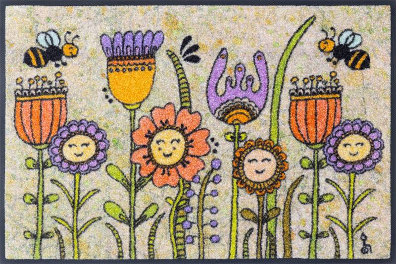 wash+dry by Kleen-Tex Fußmatte "Friendly Flowers" rechteckig 7 mm Höhe von Wash+dry By Kleen-Tex