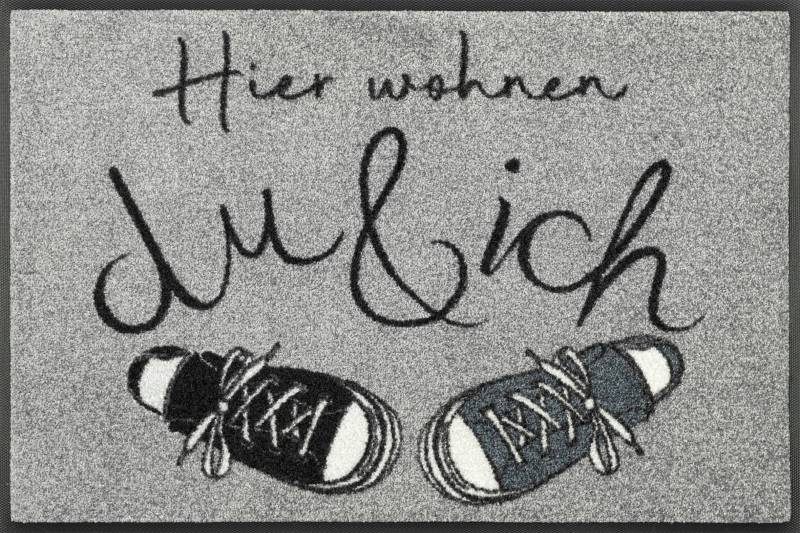 wash+dry by Kleen-Tex Fußmatte "Hier wohnen..." rechteckig von Wash+dry By Kleen-Tex