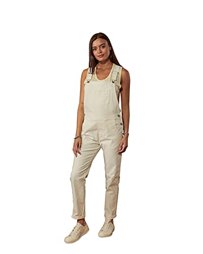 Latzhose für Damen, Bio-Baumwolle, Vanille, Off-White, normale Passform, Latzhose mit zulaufendem Bein, vanille, 34 von Wash Clothing Company