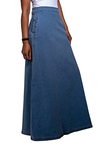 Lottie Langer Jeansrock - Pale wash Maxi-Rock Damen Mode EU 36-50 LOTTIEPW, Blau, EU 48 von Wash Clothing Company