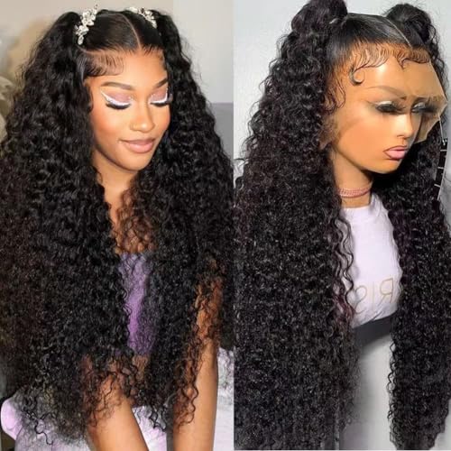 81,3 cm Wasserwellen, 33 x 6 HD Lace-Front-Perücke, Echthaar, 200 Dichte, Lace-Frontal-Perücke, Echthaar, vorgezupft mit Babyhaar, tiefer Teil, lockige Perücke für Frauen 81,3 cm Wasserwellen, 33 x 6 HD Lace-Front-Perücke, Echthaar, 200 Dichte, Lace-Frontal-Perücke, Echthaar, vorgezupft mit Babyhaar, tiefer Teil, lockige Perücke für Frauen von Washasha