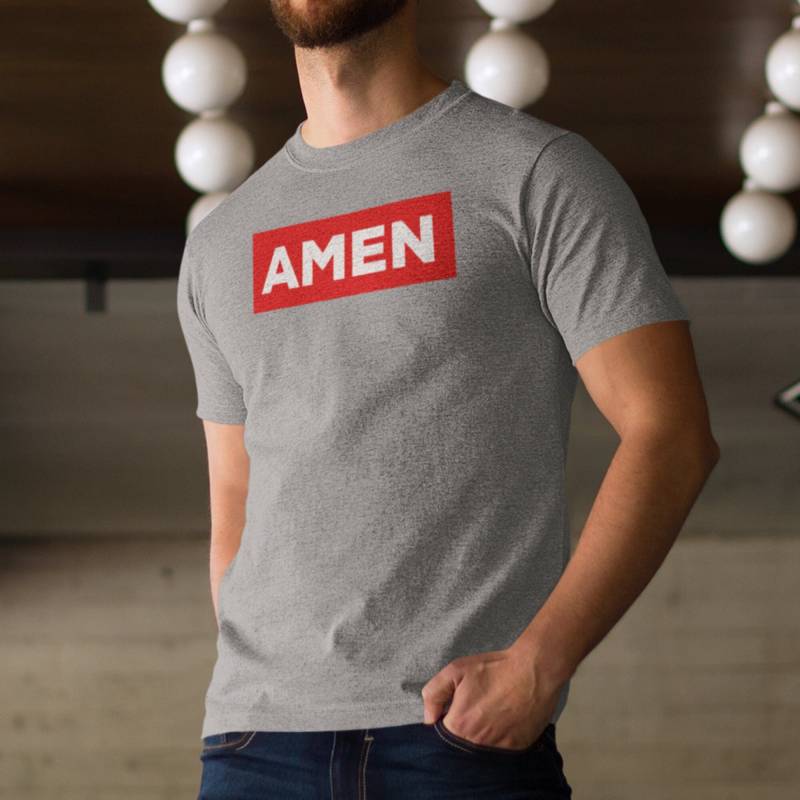 Amen Christliches T-Shirt Inspirierende Schrift, Bio-Baumwolle von WashedInFaith
