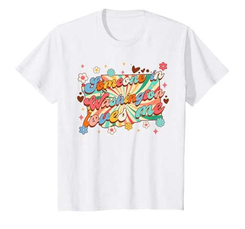 Kinder Hergestellt in Washington Baby Jemand in Washington liebt Mich T-Shirt von Washington Baby Someone In Washington