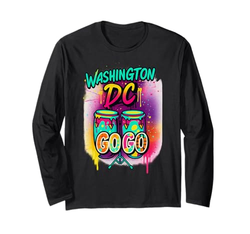 Washington DC Go-Go Graffiti Drums Damen und Herren Langarmshirt von Washington DC Retro Funk Street Art Music Tee