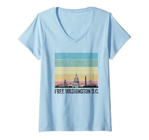 Damen Free DC Washington D.C. Capitol Hill District of Columbia T-Shirt mit V-Ausschnitt Damen Free DC Washington D.C. Capitol Hill District of Columbia T-Shirt mit V-Ausschnitt von Washington DC Souvenir Apparel