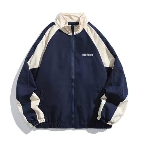 Washranp Leichte Herren-Regenjacke, Fitness, winddicht, Windbreaker, wasserabweisend, Hip-Hop-Stil, mit Stehkragen, lange Ärmel, perfekt zum Wandern, marineblau, M von Washranp