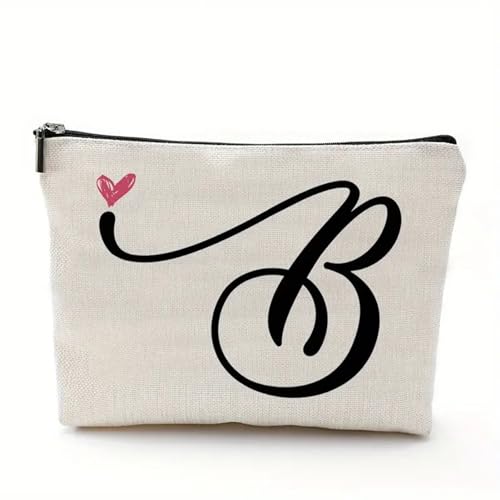 Washranp Vielseitige Kosmetiktasche, Make-up-Tasche, Kosmetiktasche, Buchstabenmuster, Make-up-Aufbewahrungstasche, Reißverschluss, Reise-Make-up-Organizer für Frauen, Mutter, Freunde, B von Washranp