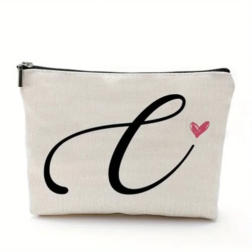 Washranp Vielseitige Kosmetiktasche, Make-up-Tasche, Kosmetiktasche, Buchstabenmuster, Make-up-Aufbewahrungstasche, Reißverschluss, Reise-Make-up-Organizer für Frauen, Mutter, Freunde, C von Washranp