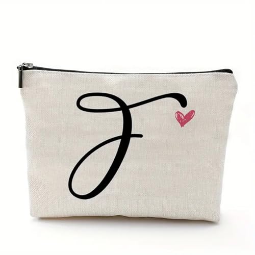 Washranp Vielseitige Kosmetiktasche, Make-up-Tasche, Kosmetiktasche, Buchstabenmuster, Make-up-Aufbewahrungstasche, Reißverschluss, Reise-Make-up-Organizer für Frauen, Mutter, Freunde, F von Washranp