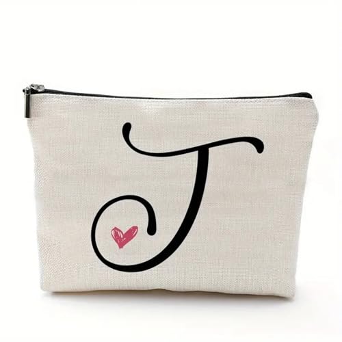 Washranp Vielseitige Kosmetiktasche, Make-up-Tasche, Kosmetiktasche, Buchstabenmuster, Make-up-Aufbewahrungstasche, Reißverschluss, Reise-Make-up-Organizer für Frauen, Mutter, Freunde, J von Washranp