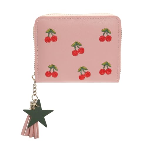 Wasise Cherry Gifts - Kleine Geldbörsen für Frauen, Kartenhalter Frauen, niedliche kleine Geldbörsen mit Stickerei und Münzfach, kompakte Kartenhalter, Kirschkartenhalter, Ausweisfenster, rose, 1 Wasise Cherry Gifts - Kleine Geldbörsen für Frauen, Kartenhalter Frauen, niedliche kleine Geldbörsen mit Stickerei und Münzfach, kompakte Kartenhalter, Kirschkartenhalter, Ausweisfenster, rose, 1 von Wasise