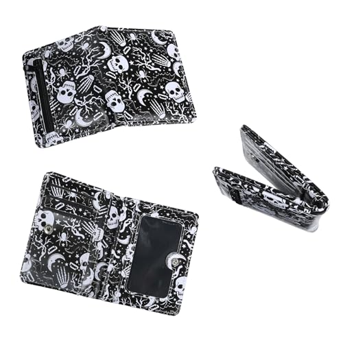 Wasise Gothic Geldbörse – Geldbörse für Damen, kleine Geldbörsen für Damen, Reisebrieftasche, kompakte Brieftaschen, Bifold Geldbörse, Damen, Y2K Geldbörsen, Taschenrechnung, Totenkopf-Geldbörsen für von Wasise