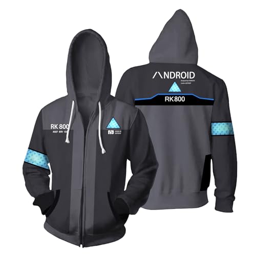 Waslary Become Human Connor Cosplay Kostüm Kapuzenjacke mit Reißverschluss Halloween Jacke Herren von Waslary