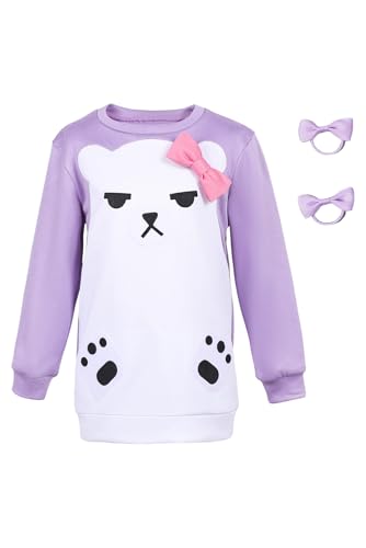 Waslary Hunters Cosplay Mira Kostüm Anime Sweatshirt Damen Lila Schlafanzug mit Haarband Halloween Sweatshirt Set von Waslary