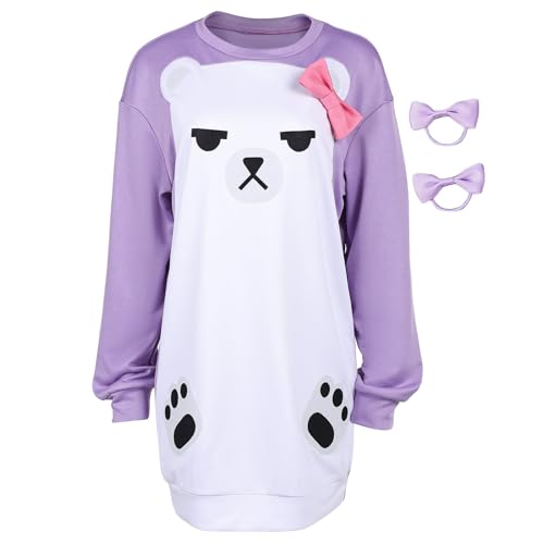 Waslary Hunters Cosplay Mira Kostüm Anime Sweatshirt Damen Lila Schlafanzug mit Haarband Halloween Sweatshirt Set von Waslary
