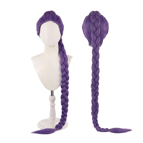 Waslary Hunters Perücke Erwachsene Lila Lange Haare Damen Anime Cosplay Perücke Halloween Kostüm Zubehör von Waslary