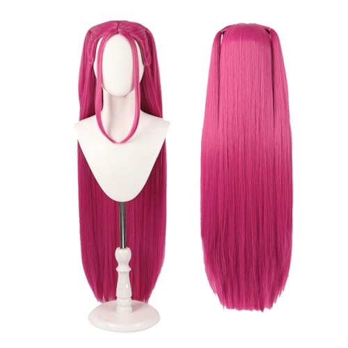 Waslary Hunters Perücke Erwachsene Lila Lange Haare Damen Anime Cosplay Perücke Halloween Kostüm Zubehör von Waslary