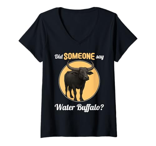 Damen Wasserbüffel T-Shirt mit V-Ausschnitt Damen Wasserbüffel T-Shirt mit V-Ausschnitt von Wasserbüffel Tier Shop