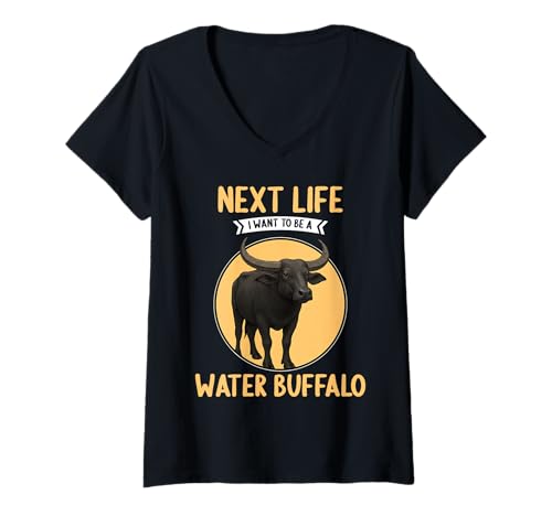 Damen Wasserbüffel T-Shirt mit V-Ausschnitt Damen Wasserbüffel T-Shirt mit V-Ausschnitt von Wasserbüffel Tier Shop