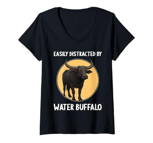 Damen Wasserbüffel T-Shirt mit V-Ausschnitt Damen Wasserbüffel T-Shirt mit V-Ausschnitt von Wasserbüffel Tier Shop