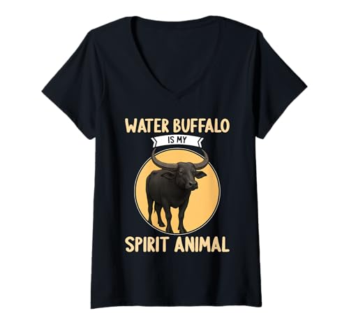 Damen Wasserbüffel T-Shirt mit V-Ausschnitt Damen Wasserbüffel T-Shirt mit V-Ausschnitt von Wasserbüffel Tier Shop