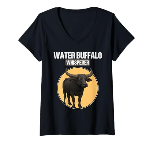 Damen Wasserbüffel T-Shirt mit V-Ausschnitt Damen Wasserbüffel T-Shirt mit V-Ausschnitt von Wasserbüffel Tier Shop