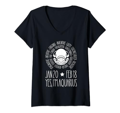 Damen Ja, ich bin das Sternzeichen Wassermann T-Shirt mit V-Ausschnitt Damen Ja, ich bin das Sternzeichen Wassermann T-Shirt mit V-Ausschnitt von Wassermann zum Geburtstag des Wassermanns,