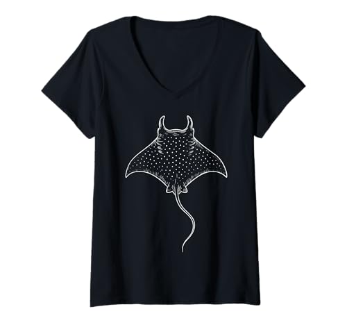 Damen Mantarochen Tauchen Ozean Stachelrochen T-Shirt mit V-Ausschnitt Damen Mantarochen Tauchen Ozean Stachelrochen T-Shirt mit V-Ausschnitt von Wassertier Ozean Sporttaucher Unterwasser