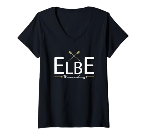 Damen Kanufahren Zubehör Kanu Gadgets Kajak Wasserwanderung Elbe T-Shirt mit V-Ausschnitt Damen Kanufahren Zubehör Kanu Gadgets Kajak Wasserwanderung Elbe T-Shirt mit V-Ausschnitt von Wasserwandern Elbe Geschenk und Kanu Gadgets