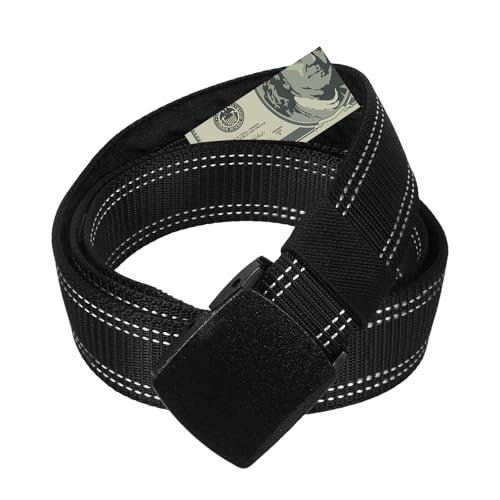 1 Stück Geldgürtel Herren, Arbeitsgürtel Herren Geheimfach Geheimversteck, Geldversteck Stoffgürtel Geldverstecke Stoffgürtel Damen GürtelHerren, Arbeitsgürtel Verstecke Gürtel mit Geheimfach Schwarz von WatDenyFine