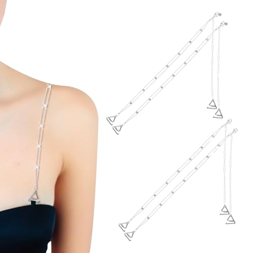 2 Paar Glitzer BH Glänzend BH Träger BH Träger Strass BH mit Dünnen Trägern Einstellbar Strass BH Träger BH Zubehör für Formelle Anlässe und Partys Bekleidungsaccessoires für Damen Silber von WatDenyFine