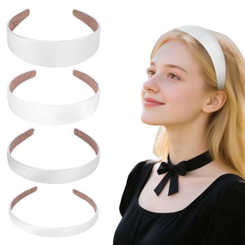 6 Stück Haarreifen Damen Breit, Haarreif mit Klammern Headband Haarreif Damen Hinterkopf Breit Haareifen Breite DIY Haar Reifen Haarband Mädchen Headbands Frau, Weiß 3cm von WatDenyFine