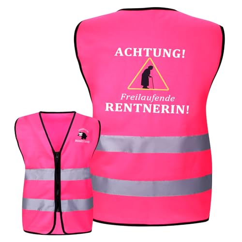 Rentner Geschenk Frau, Ruhestand Renteneintritt Geschenk Frau Warnweste Pink Lustige Weste Rente Lustige Geschenke für Frauen Reflektierende Warnwesten Auto Erwachsene Geschenke für Kollegen Rosa S von WatDenyFine