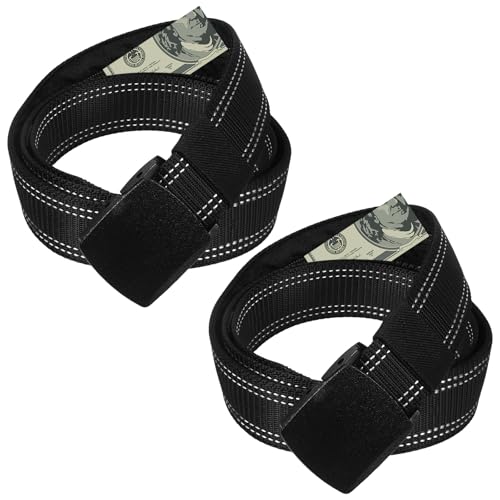 2 Stück Geldgürtel Herren, Arbeitsgürtel Herren Geheimfach Geheimversteck, Geldversteck Stoffgürtel Geldverstecke Stoffgürtel Damen GürtelHerren, Arbeitsgürtel Verstecke Gürtel mit Geheimfach Schwarz von WatDenyFine