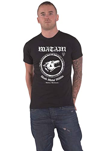Watain T Shirt Schwarz Metal Militia Band Logo Nue offiziell Herren Schwarz von Watain