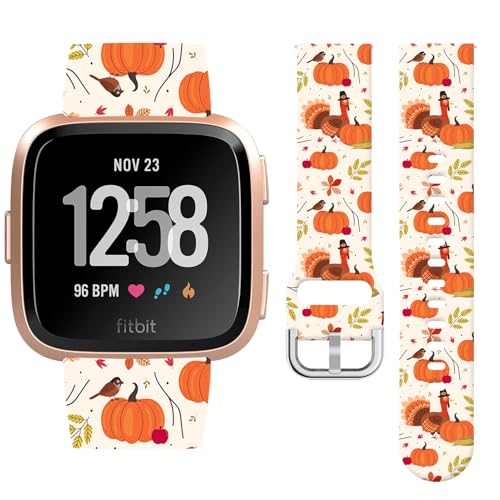 Watbro Armband für Thanksgiving, kompatibel mit Fitbit Versa/Lite/Fitbit Versa, 2 Bänder für Damen und Herren, weiches Silikon, niedliches Sport-Kürbis-Armband Watbro Armband für Thanksgiving, kompatibel mit Fitbit Versa/Lite/Fitbit Versa, 2 Bänder für Damen und Herren, weiches Silikon, niedliches Sport-Kürbis-Armband von Watbro