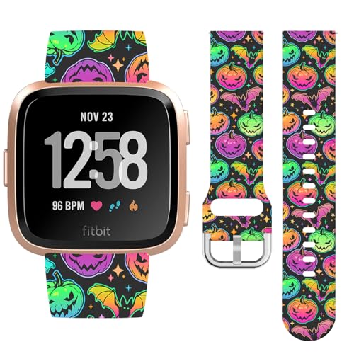 Watbro Halloween-Urlaubsband, kompatibel mit Fitbit Versa/Lite/Fitbit Versa, 2 Bänder für Damen und Herren, weiches Silikon, niedliches Sport-Kürbis-Armband Watbro Halloween-Urlaubsband, kompatibel mit Fitbit Versa/Lite/Fitbit Versa, 2 Bänder für Damen und Herren, weiches Silikon, niedliches Sport-Kürbis-Armband von Watbro