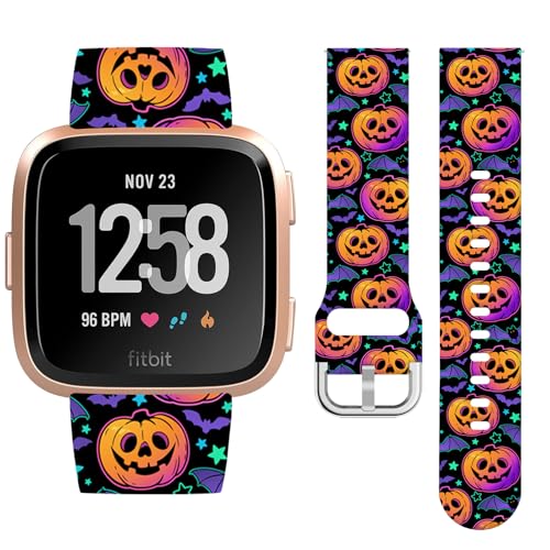 Watbro Halloween-Urlaubsband, kompatibel mit Fitbit Versa/Lite/Fitbit Versa, 2 Bänder für Damen und Herren, weiches Silikon, niedliches Sport-Kürbis-Armband Watbro Halloween-Urlaubsband, kompatibel mit Fitbit Versa/Lite/Fitbit Versa, 2 Bänder für Damen und Herren, weiches Silikon, niedliches Sport-Kürbis-Armband von Watbro