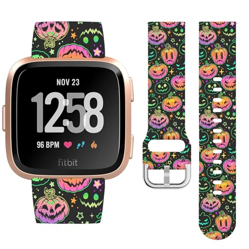 Watbro Halloween-Urlaubsband, kompatibel mit Fitbit Versa/Lite/Fitbit Versa, 2 Bänder für Damen und Herren, weiches Silikon, niedliches Sport-Kürbis-Armband Watbro Halloween-Urlaubsband, kompatibel mit Fitbit Versa/Lite/Fitbit Versa, 2 Bänder für Damen und Herren, weiches Silikon, niedliches Sport-Kürbis-Armband von Watbro