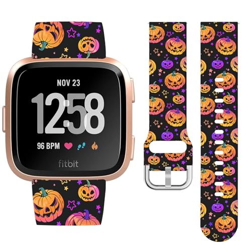 Watbro Halloween-Urlaubsband, kompatibel mit Fitbit Versa/Lite/Fitbit Versa, 2 Bänder für Damen und Herren, weiches Silikon, niedliches Sport-Kürbis-Armband Watbro Halloween-Urlaubsband, kompatibel mit Fitbit Versa/Lite/Fitbit Versa, 2 Bänder für Damen und Herren, weiches Silikon, niedliches Sport-Kürbis-Armband von Watbro