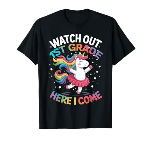 Pass auf, 1. Klasse, hier komme ich, Unicorn Girls Back To School T-Shirt Pass auf, 1. Klasse, hier komme ich, Unicorn Girls Back To School T-Shirt von Watch Out 1st Grade Here I Come First Day School
