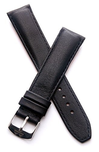 20 mm Heuer Carrera Stil Schwarz Classic Leder Uhrenarmband Dornschließe mit Naht schwarz von Watch Strap World