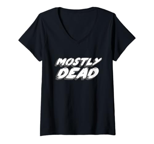 Damen Mostly Dead | 1980er Film Zitat 80er Jahre lustig T-Shirt mit V-Ausschnitt von Watch TV Movies & Books on Radio Computer Streams