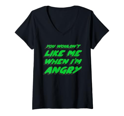 Damen You Wouldn't Like me When I'm Angry | 1970's Retro T-Shirt mit V-Ausschnitt von Watch TV Movies & Books on Radio Computer Streams
