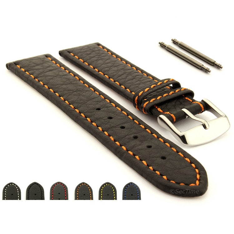 18mm 20mm 22mm 24mm 26mm 28mm 30mm Herren Schwarz Echtleder Ersatzarmband Band Kana Weiß Rot Orange Gelb Blau Grün von WatchStrapsBySecTime